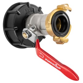 Poppstar IBC Outlet Tap for IBC Container with Geka System Coupling (3/4 Inch) IBC Adapter with Water Tank Lid and Hose Connection