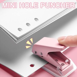Hole Punch Mini Handheld Portable Puncher Single Hole Puncher Perforator 10 Sheets at One Time for Paper Card Tag