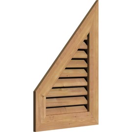 Ekena Millwork 20"W x 32"H Half Peaked Top Left (25"W x 37 7/8"H Frame Size) 6/12 Pitch: Unfinished, Functional, Smooth Western Red Cedar Gable Vent w/ 1" x 4" Flat Trim Frame