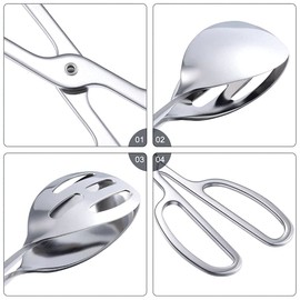 Stainless Steel Kitchen Tongs, Food Tongs, Stainless Steel, Pastry Tongs, Stainless Steel, Multifunctional Scissors Shape, Tongs, Serving for Vegetables, Salad, Meat, Appetizer, Steak (Silver)