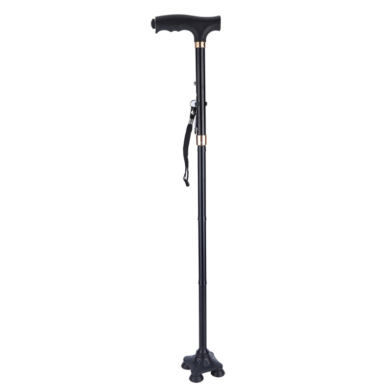 Adjustable Folding Cane Aluminium Alloy Antislip Walking Stick with Lamp
