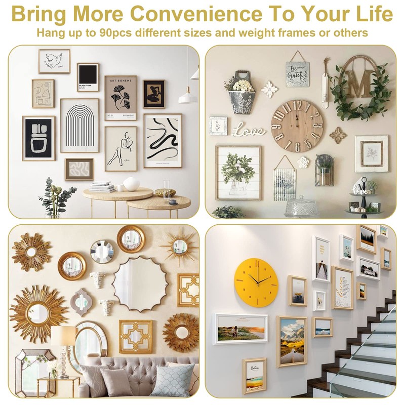 MAPVOLUT 90PCS Picture Hanging Nails, 3 Sizes Wall Decorative Nails