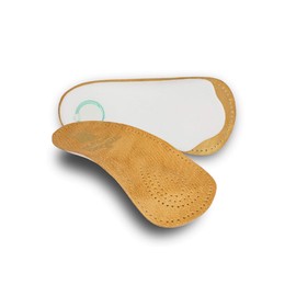 pedag HOLIDAY Orthotic Inserts | 3/4 Length, Thin Leather, Ultra Light, Semi-Rigid Shoe Insoles with Metatarsal Pad and Heel Cushion, Tan, US W12/M9