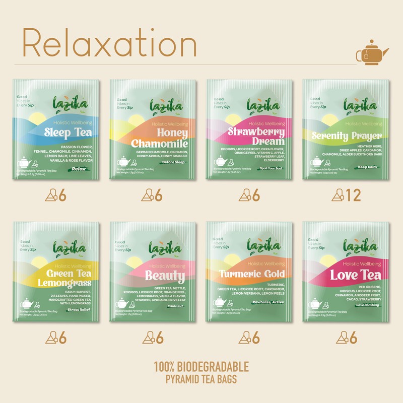 Lazika Herbal Tea Variety Pack, Relaxation Tea Assortment, Tea Sampler