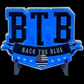 America's Front Line DL6-13 Back the Blue Thin Blue Line Police Officer Challenge Coin