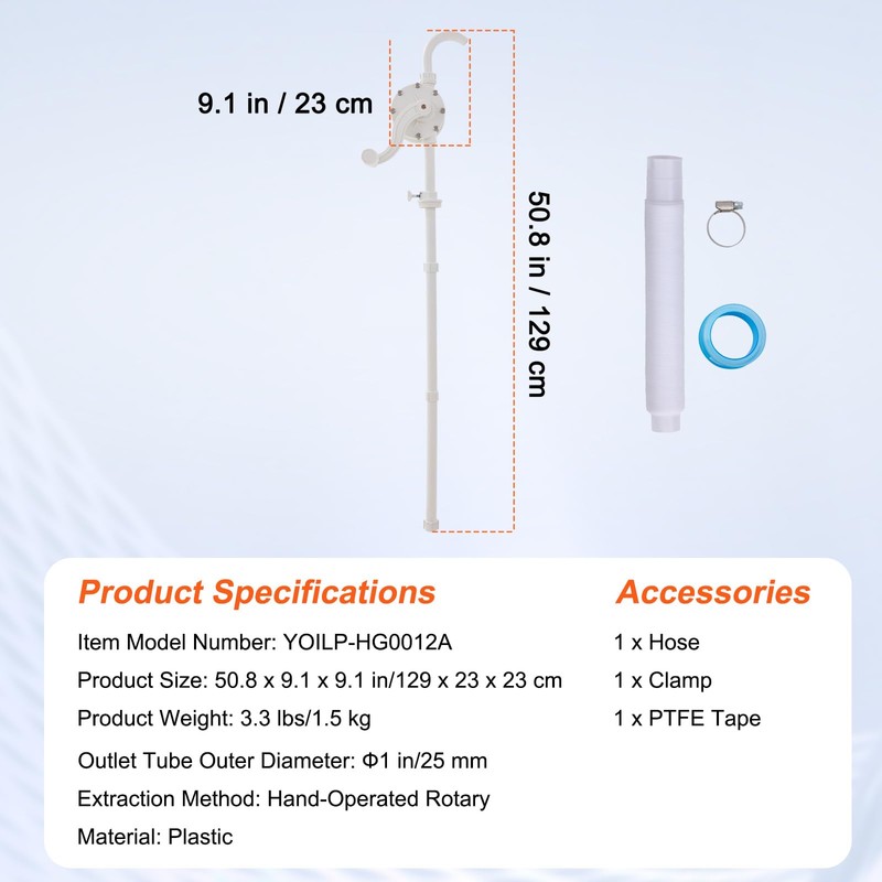 VEVOR Drum Pump, 6.5 GPM Flow, Rotary Barrel Pump Hand