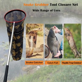 Snake Catcher Net, Rattlesnake Grabber Handling Tool Large Reptile Closure Net, Snake Traps Telescopic Pole Stick, Rattle Snake Moving and Catching Picker with a Handle Extendable from 26'' to 45‘’