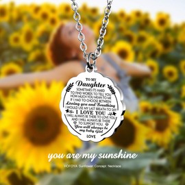 HOFOYA Inspirational daughter pendant gifts to my daughter necklace from dad mom,christmas birthday gift for daughter,graduation gifts for teen girl,valentine's day gift.