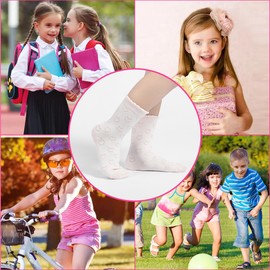 BISOUSOX Ruffle Socks Girls Socks 6-8 Years Old White Cute Ankle Crew Frilly Ruffled Dress Socks for Kids Girls 8-10 12