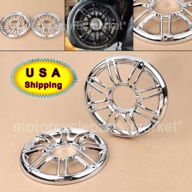 Unbranded Chrome 3D Rear Speaker Trim Grill Cover for Harley Touring Road Tri Glide FLHT/X