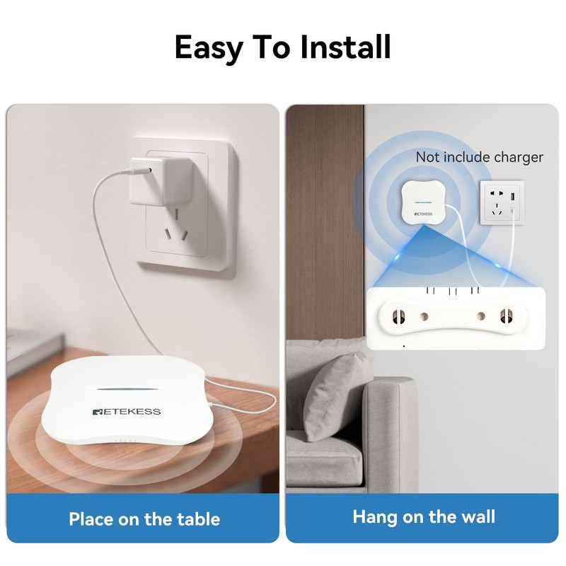 Retekess TH011 WiFi Smart Wireless Caregiver Pager,Call Button for Elderly