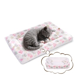 MORA PETS Cat Beds for Indoor Cats Washable Kitten Bed Crate Mat Reversible & Fluffy Small Pet Blanket 2-in-1 Pad & Nest Warm Sleeping Mattress - XS 46x38cm，White