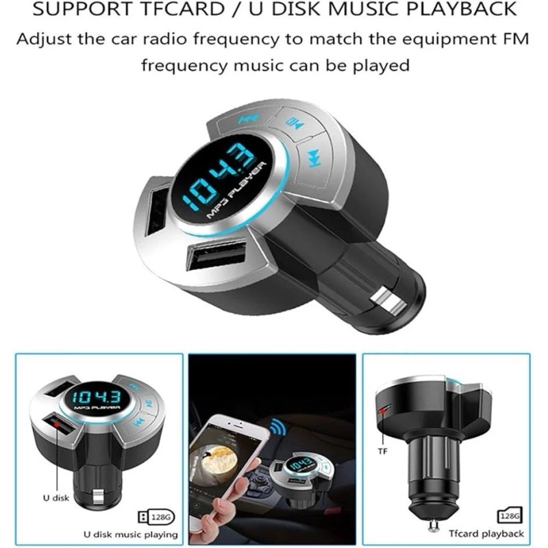 Kit Bluetooth FM Transmitter for Car, Bluetooth 5.0 Wireless Radio