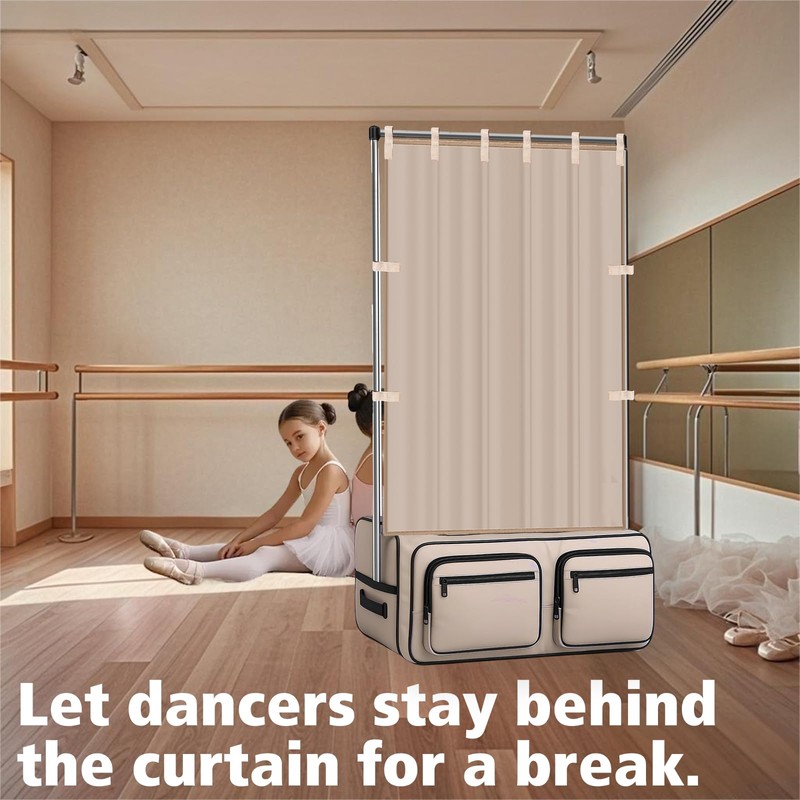 Privacy Curtain for Rolling Dance Bag, 59*31.5 Inch Partition Curtain