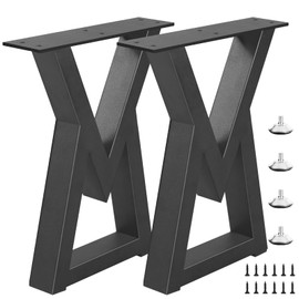 Rioychan 16 '' Metal Bench Legs, Desk and Coffee Table Legs Heavy Duty Iron for DIY Black End Side Tables, Furniture, Modern Desks, Bench, Sofa, V Shape