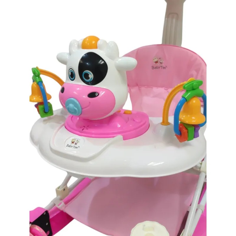 Andadera Mecedora Musical Con Llantas De Gel,baston,toldo Color Rosa