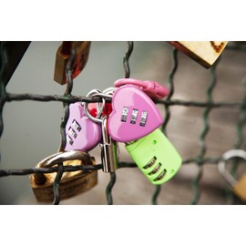 Pink Love Heart Shape Combination Padlock, Mini 3-Digit Password Resettable Code Locker Lock for Locker Hardware Padlocks and Hasps Combination Locks, Combination Padlocks