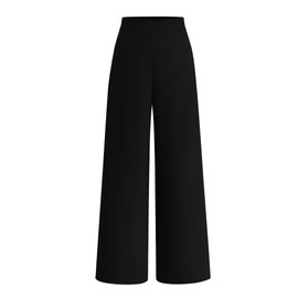 BTFBM Womens Wide Leg Pants Dressy Casual Elastic High Waisted Palazzo Business Lounge Trousers with Pockets(Solid Black, 4)