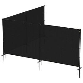 Bynbbur 5'x2' Black Outdoor Divider Privacy Fence with Iron Poles Air Conditioner Fence Trash Bin Can Garden Metal Dog Fence for Backyard Patio Yard Barrier Border Divider