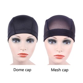 5 Pcs/Lot Black Dome Wig Caps Stretchable Hairnets Nylon Wig Caps with Wide Elastic Band for Making Wigs (Dome Cap L)