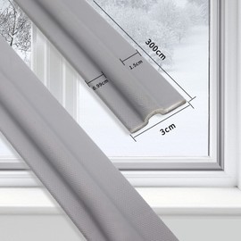 5M/196Inch Draft Excluder for Windows,Draft Excluder for Doors,Draft Excluder Tape for Doors,Door Draft Excluder Strip,Window Draft Blocker Wind Noise Stopper Door Frame Gap Filler（Grey)