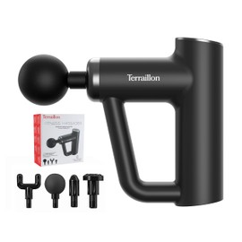 TERRAILLON - Fitness Massager Multi-Zone Muscle Massage Gun, 6 Massage Speeds 1800-3200 rpm, Relief and Relaxation of Muscles, Muscle Recovery, 4 Attachments, USB-C