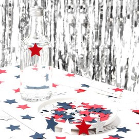 Red-White Blue-silver Patriotic-Decorations Star Confetti - 300pcs Graduation 2025 4th Fourth of July Decorations Confetti Olympics Party Decor Men Boys Birthday Table Decor Panduola