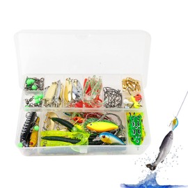 Freshwater Fishing Lures, Bass Lure Fishing Bait Kit, Portable Hard Gear Accessories Artificial Fish Tackle with Storage Box for Sea Lakes Rivers Ponds