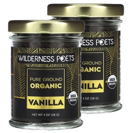 Wilderness Poets, Pure Vanilla Powder - 100% Organic Ground Vanilla Beans - 1 Ounce (Pack of 2) - Tahitian Variety, Grade A | Potent, Super Aromatic, Perfect for Chefs, Baking, Ice Cream, Coffee, Lattes