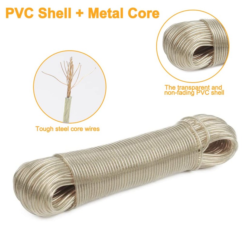Washing Line Rope With Steel Core, Heavy Duty Laundry Lines,