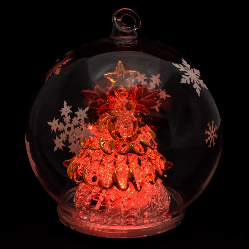 Four Cart Cute Handmade Glassware LED Dome Green Tree