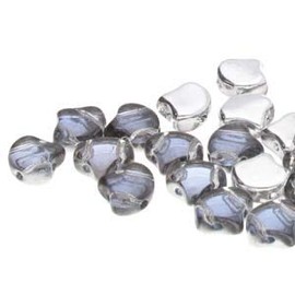 70-75 Ginko Beads Backlit Periwinkle Color. 7.5mm Two Hole Beads, Holes Run Side to Side. Quality Czech Glass Beads