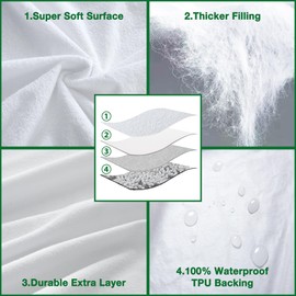 Lunsing Waterproof Twin XL Mattress Protector, Noiseless, Breathable, and Soft Cotton Terry Twin XL Size Mattress Pad Cover, 6-16 in Deep Pocket