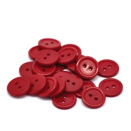 50 x Red Round Ridge 15mm Resin Buttons with 2 Sewing Holes. for Clothes Kniting and General Arts and Crafts (Red, 15mm)