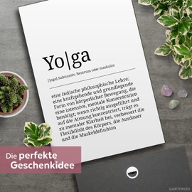 ARTFAVES® Word explanation yoga definition picture black and white as a gift wooden sign with saying on spirituality/mindfulness/sport
