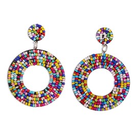 Beavorty 1 Pair Bohemian Bead Earrings for Women Statement Jewelry for Mother Day Valentine and Birthdays Unique Geometric Design