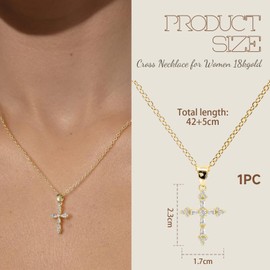 GlamRays cross pendant for women, cross pendant 14K gold plated cross pendant necklace Dainty gold cross necklace for women fashionistas