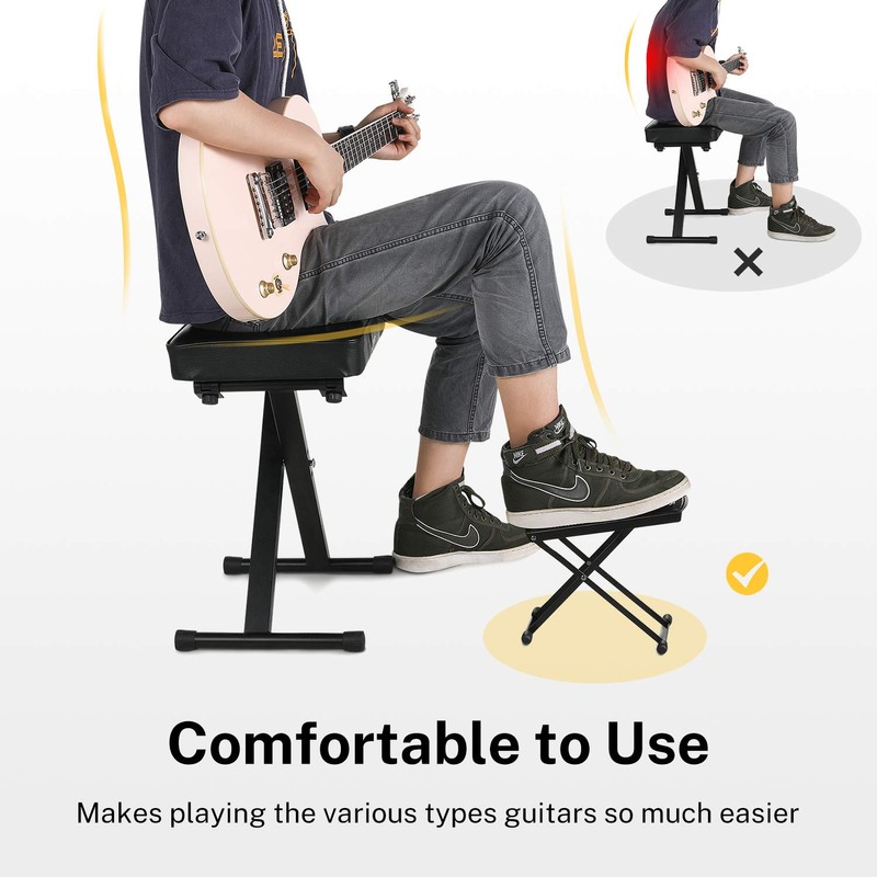 Donner Guitar Footrest with Non-Slip Rubber Base, Foldable Guitar Footstool