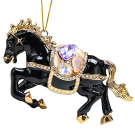 Horse Ornament,Rhinestone Black Horse Ornaments for Christmas Tree,Horse Gifts for Women,Girls,Horse Lovers, Equestrian Gifts,Christmas Ornaments for Kids