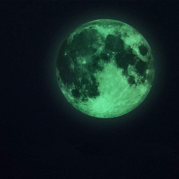 Alnicov - Calcomanía de Pared con Luna Que Brilla en la Oscuridad, 11.8 in, decoración de Luna Que Brilla en la Oscuridad, Verde