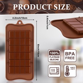 4 Packs Break-Apart Chocolate Molds, Food-grade Silicone Chocolate Bar Molds Reusable Candy Chocolate Bar Molds for Baking, Candy, Chocolate Snacks
