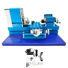 INTSUPERMAI Mini Metal Lathe Machine DIY Mini Metal Wood Turning Lathe Machine for Woodworking Craft Soft Metals Plexiglass Plastic