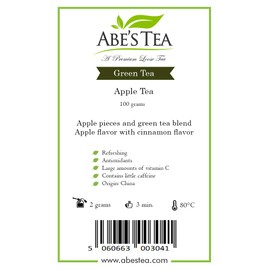 Abe's Tea |Green Tea | Premium Whole Loose Leaf Tea | Apple Tea | 200g (2 X 100 Gram) | Natural Antioxidant | Rich in Vitamin C | 100% Natural Leaves from China