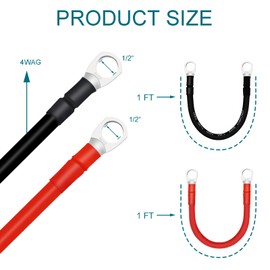 QIATOL Battery Cable, 4 AWG Battery Cables with Terminals, 2PCS Copper Battery Cables.