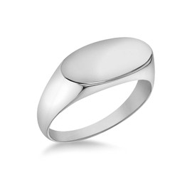 Tuscany Silver Unisex Sterling Silver Rhodium Plated Oval Signet Ring - Size N Engraving