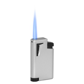 Xikar XK1 Single Jet Flame Torch Lighter, Innovative Technology, Single-Action Piezo Ignition, Burner Protection, Large Fuel Adjustment Knob and Fuel Window, Silver
