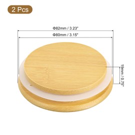 uxcell 2Pcs 3.23 Inch Bamboo Lids with Silicone Sealing Rings, Wooden Mason Jar Lids Bamboo Lids for Mason Jars Wide Mouth Canning Jar Lids Ball Jars Lids with Silicone Sea for Storage