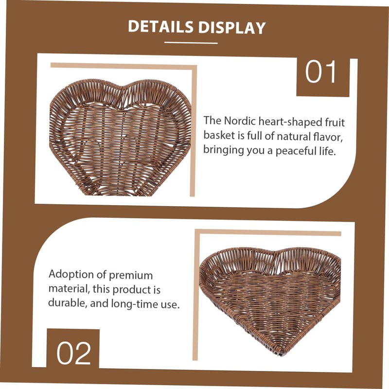 Mikinona 1Pc Natural Woven Rattan Fruit Basket Creative Tabletop Snack