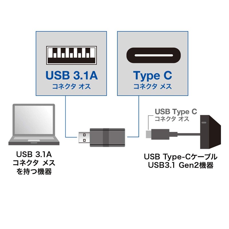 Sanwa Supply AD-USB29CFA USB 3.1 A-Type C Female Converter Adapter,