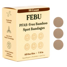 FEBU Eco-Friendly Bamboo Fabric Bandages | PFAS Free Bandages for Scrapes & Cuts | Flexible Fabric Bandage | Fully Compostable, Latex Free Bandage | 50 Count Spot